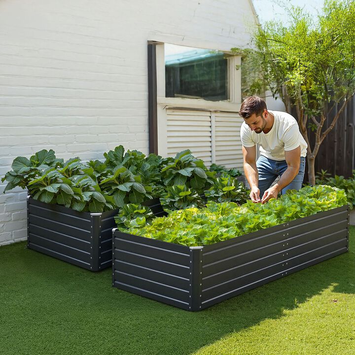 Outdoor Raised Garden Bed Metal Planter Box for Flowers Herbs