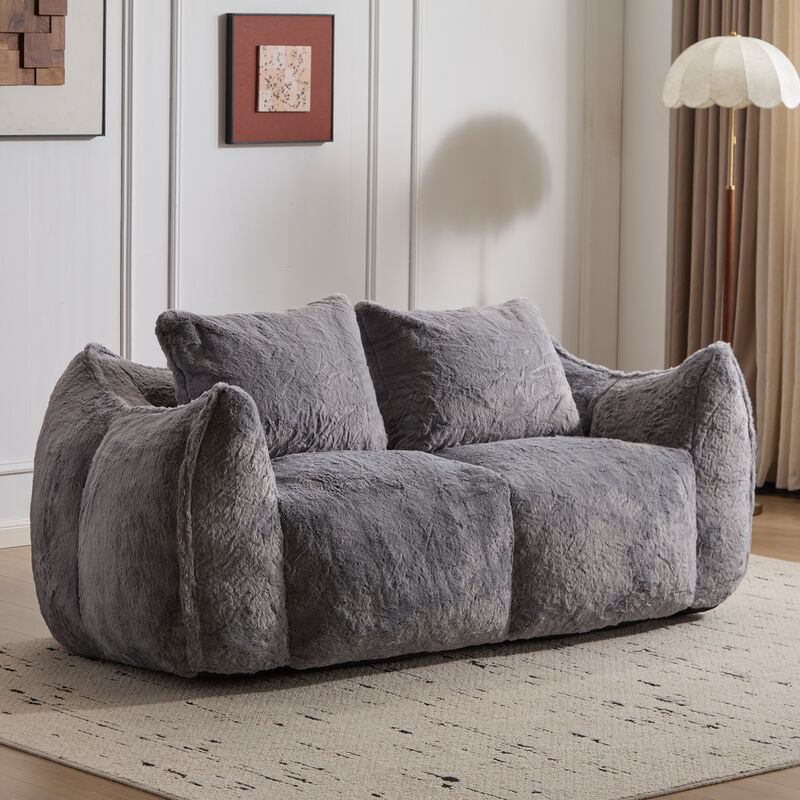 Whisen Giant Bean Bag Couch Ultra Soft Fluffy Loveseat Oversized Chase Lounge Chair with Pillows image number 3