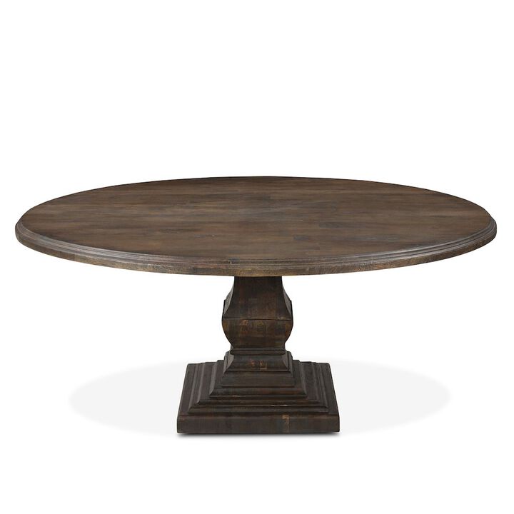 World Interiors Toulon 72" Round Dining Table in Weathered Mango