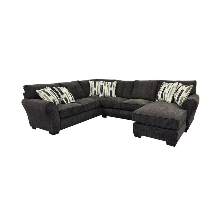 Porter Designs Savannah Soft Chenille Fabric Sectional, Brown