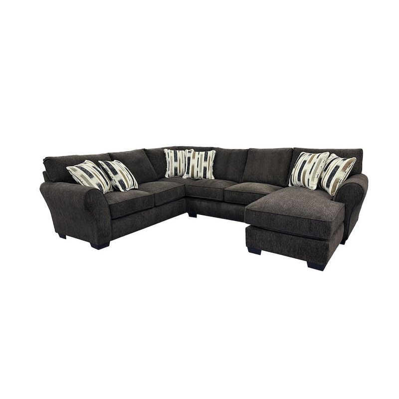 Porter Designs Savannah Soft Chenille Fabric Sectional, Brown image number 0