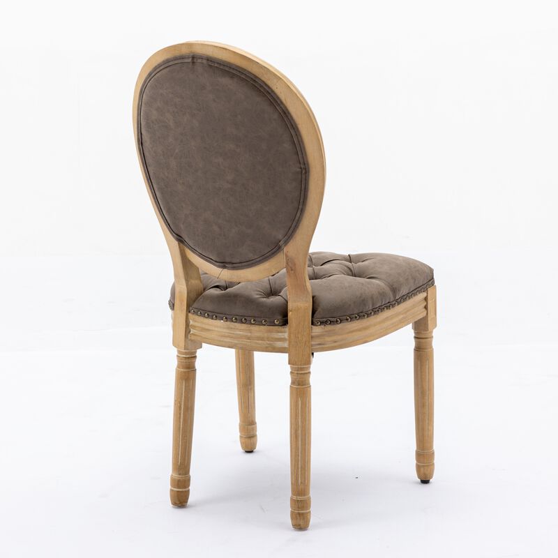 Whisen French Style Dining Chair, Rubberwood Frame with PU Leather Upholstery, Handmade Tufted & Nailhead Trim, Set of 2 for Living Room Kitchen image number 6