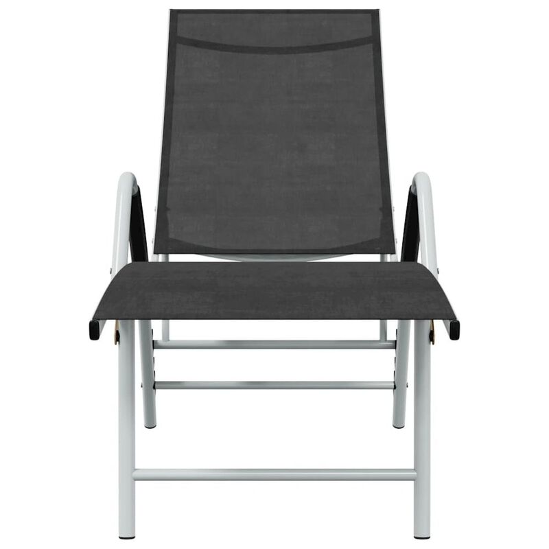 Sun Lounger Black and silver Textilene and aluminum Standard