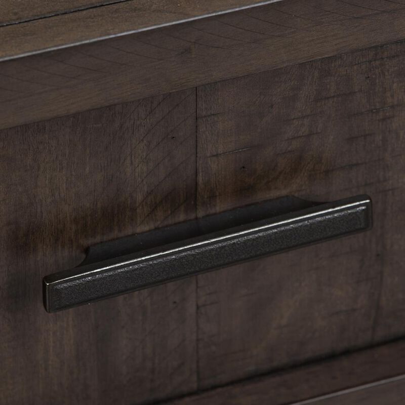 Liberty Furniture Thornwood Hills Queen Bookcase Bed in Rock Beaten Brown w/ Saw Cuts image number 6