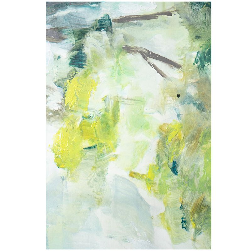 35 x 47 Framed Wall Art, Forest Watercolor Landscape, Modern Green, White image number 4