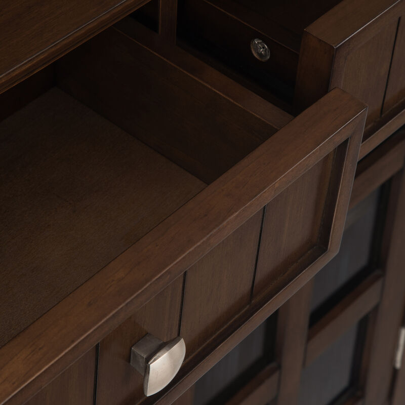 Acadian SOLID WOOD 36 inch Wide Transitional Entryway Storage Cabinet in Natural Aged Brown