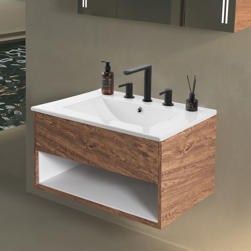 Ancillary 3-Hole Classic Contemporary Rectangular Ceramic Single Sink Basin Vanity Top
