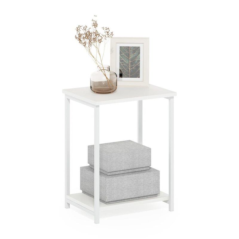 Simplistic Industrial Metal Frame End Table, 1-Pack, White