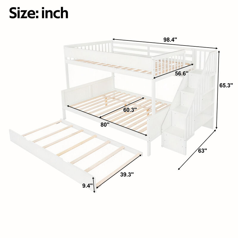 Merax Full XL over Queen Bunk Bed with Storage Staircase image number 5
