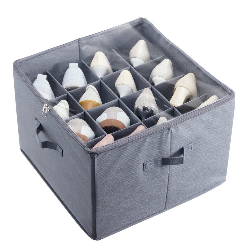 Under Bed Shoe Storage Organizer with 16 Compartments and Adjustable Dividers image number 3