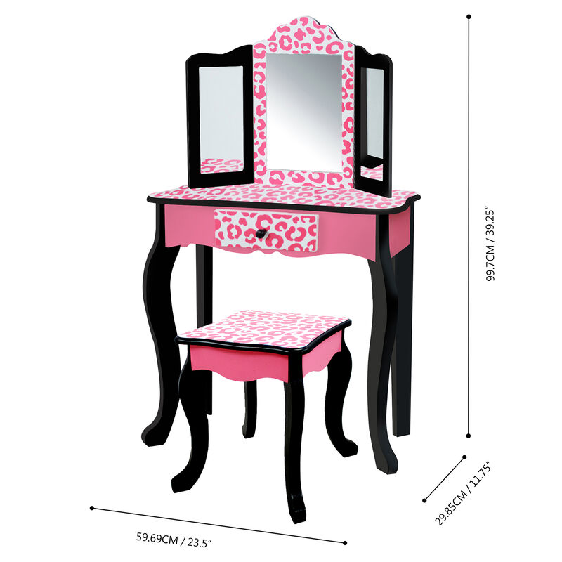 Fantasy Fields - Fashion Leopard Prints Gisele Play Vanity Set - Pink / Black