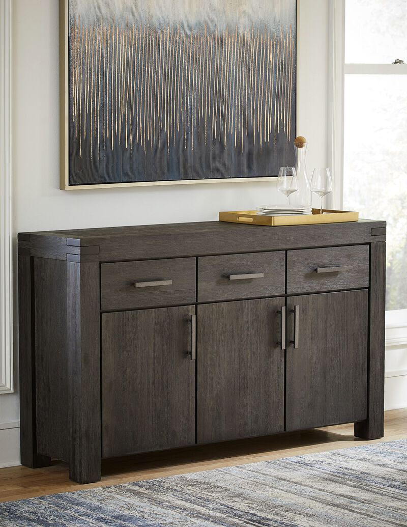 Meadow Solid Wood Three Drawer Three Door Sideboard in Graphite