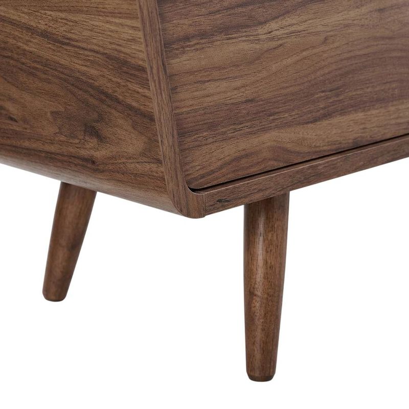 Brown wood TV stand with spacious surface and sturdy design image number 6