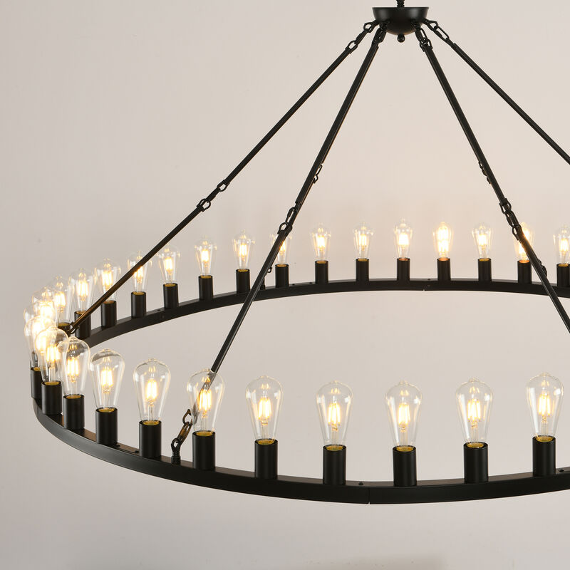 ELEMENT ACE Large Wagon Wheel Hanging Chandelier with 360&deg; Light Coverage Adjustable Height for Dining Room Kitchen Island Entryway Foyer Living Room Decor image number 3