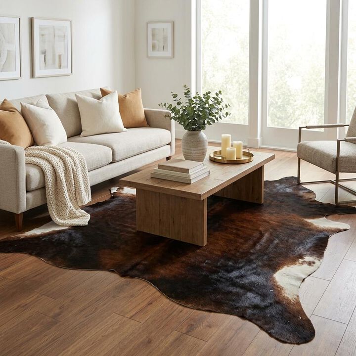 HomeRoots 5' X 7' Black And Dark Brown Cowhide Area Rug