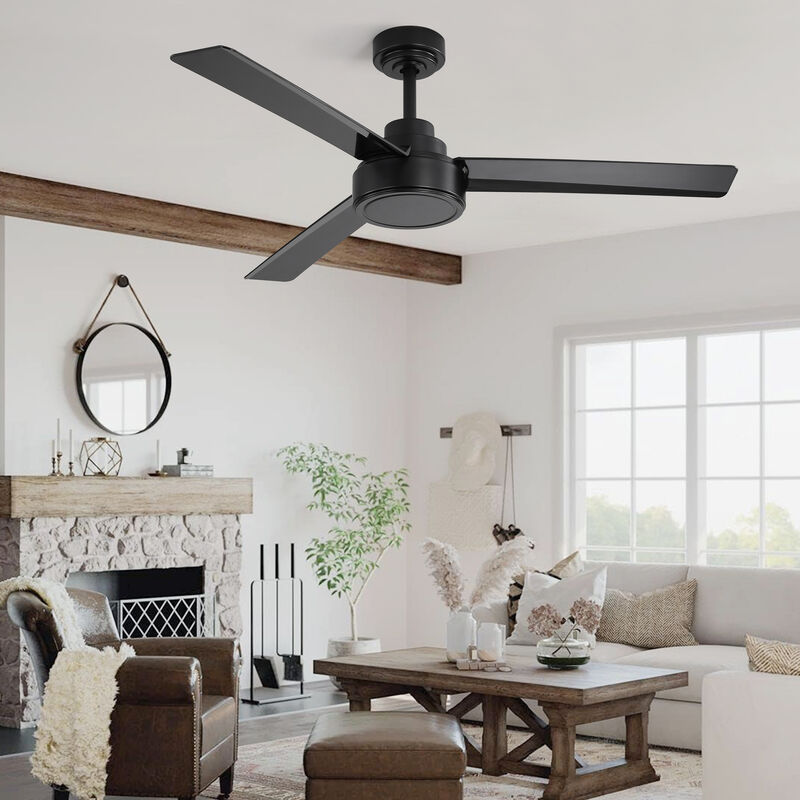Streamdale 52 Inch Black Ceiling Fan Without Light, High Capacity DC Motor image number 2