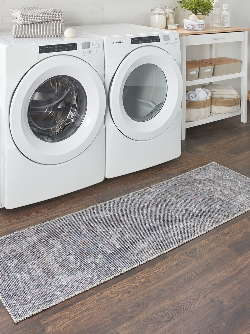 Machine Washable Series 1 SR101 Gray 2'2" x 10' Rug image number 6