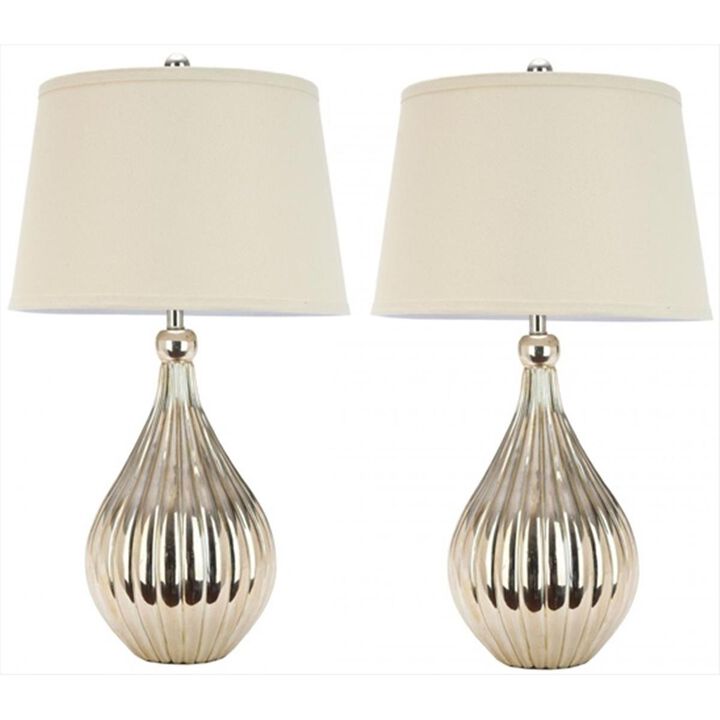 Safavieh  Grace Champaign Finish Resin Table Lamps with  Shade  Metallic