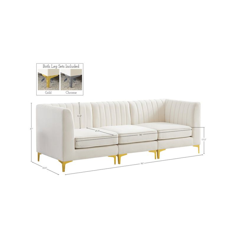 Meridian Furniture Alina Cream Velvet Modular Sofa