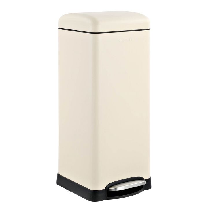 Hivvago 8 Gallon Retro Stainless Steel Step On Trash Can in Light Almond Beige Finish