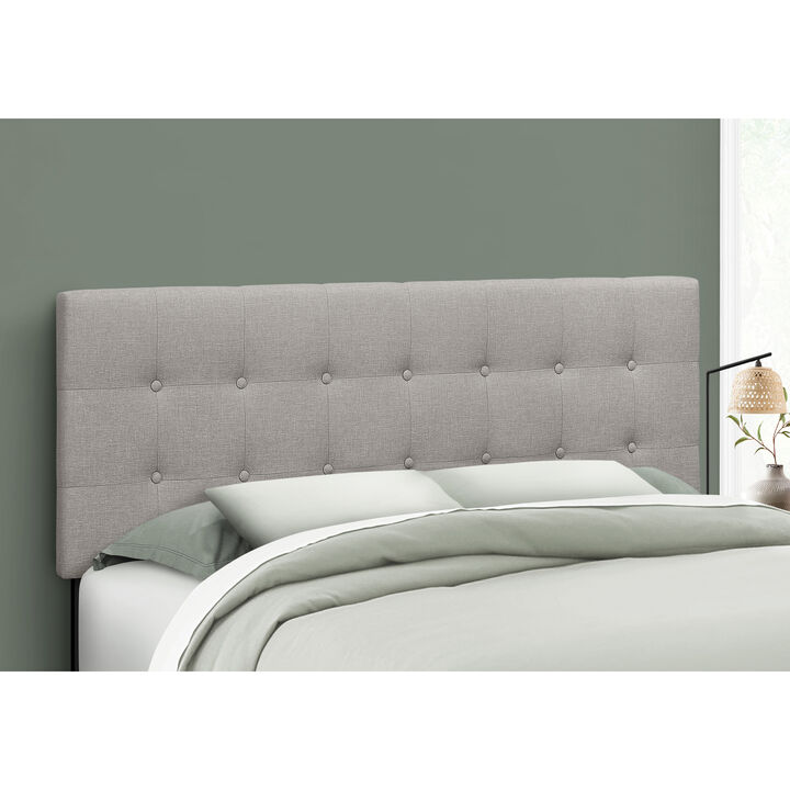 Monarch Specialties I 6003Q Bed, Headboard Only, Queen Size, Bedroom, Upholstered, Linen Look, Grey, Transitional