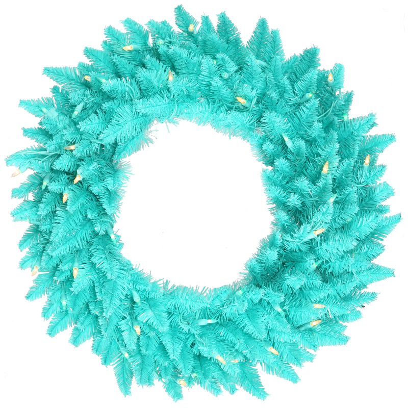 Vickerman 48" Aqua Fir Artificial Christmas Wreath, Aqua Dura-Lit LED Lights. - Faux Fir Christmas Wreath - Indoor Seasonal Home Decor image number 0