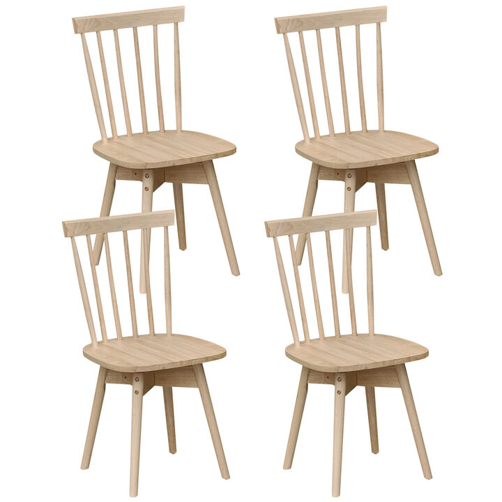 Set of 4 Swivel Dining Chairs with Rubberwood Frames for Kitchen