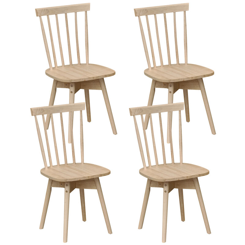 Set of 4 Swivel Dining Chairs with Rubberwood Frames for Kitchen image number 0