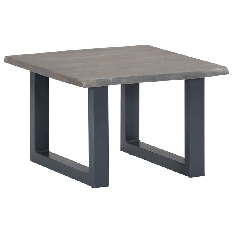 vidaXL Coffee Table with Live Edges Grey 60x60x40 cm Solid Acacia Wood image number 0