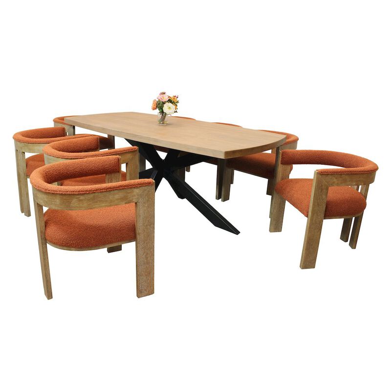 Logan 82 Dining Table with 8 Trish Rust Arm Chairs