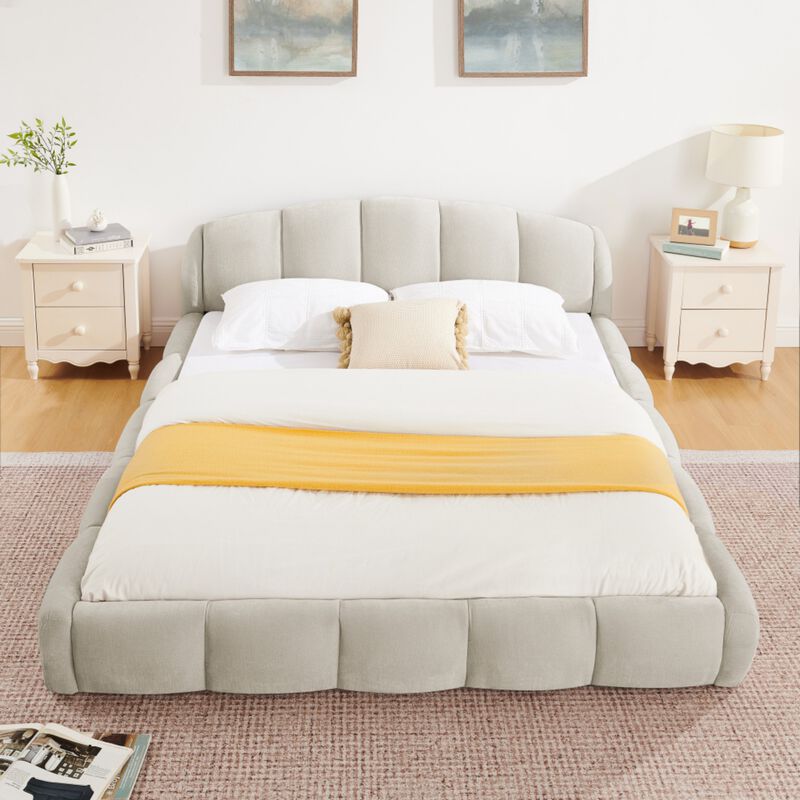 Nefjad Chenille Upholstered Platform Bed Frame image number 8
