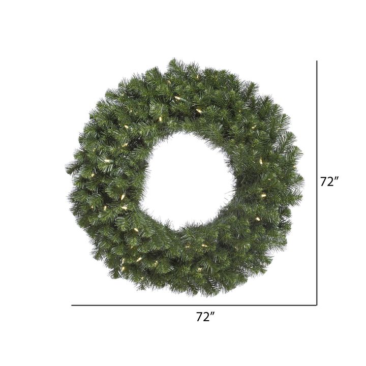 Vickerman 72" Douglas Fir Artificial Christmas Wreath with 1100 PVC Tips, 600 Warm White Italian LED Lights, Metal Ring Construction, Assembly Required, Ideal for Large Spaces