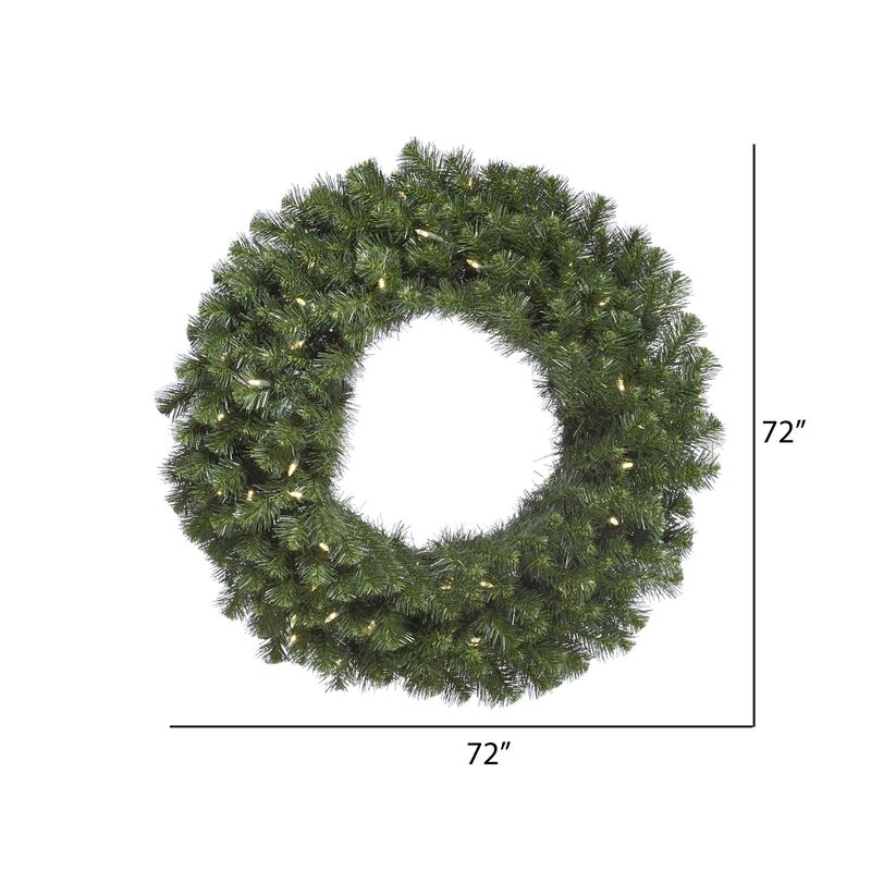 Vickerman 72" Douglas Fir Artificial Christmas Wreath with 1100 PVC Tips, 600 Warm White Italian LED Lights, Metal Ring Construction, Assembly Required, Ideal for Large Spaces image number 1