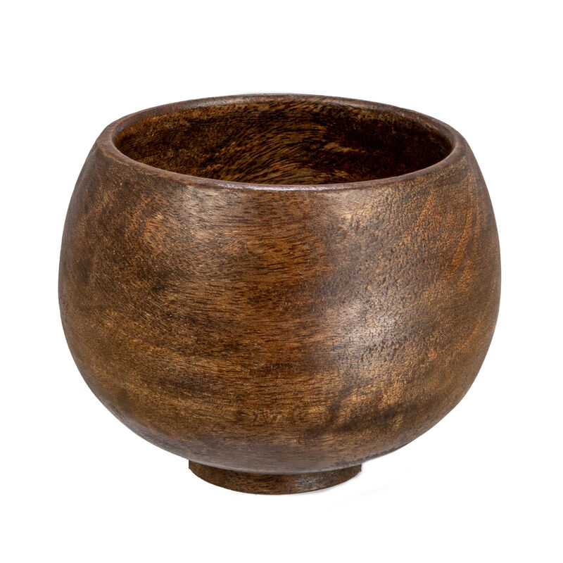 Mango Wood Bowl, Walnut Finish image number 0