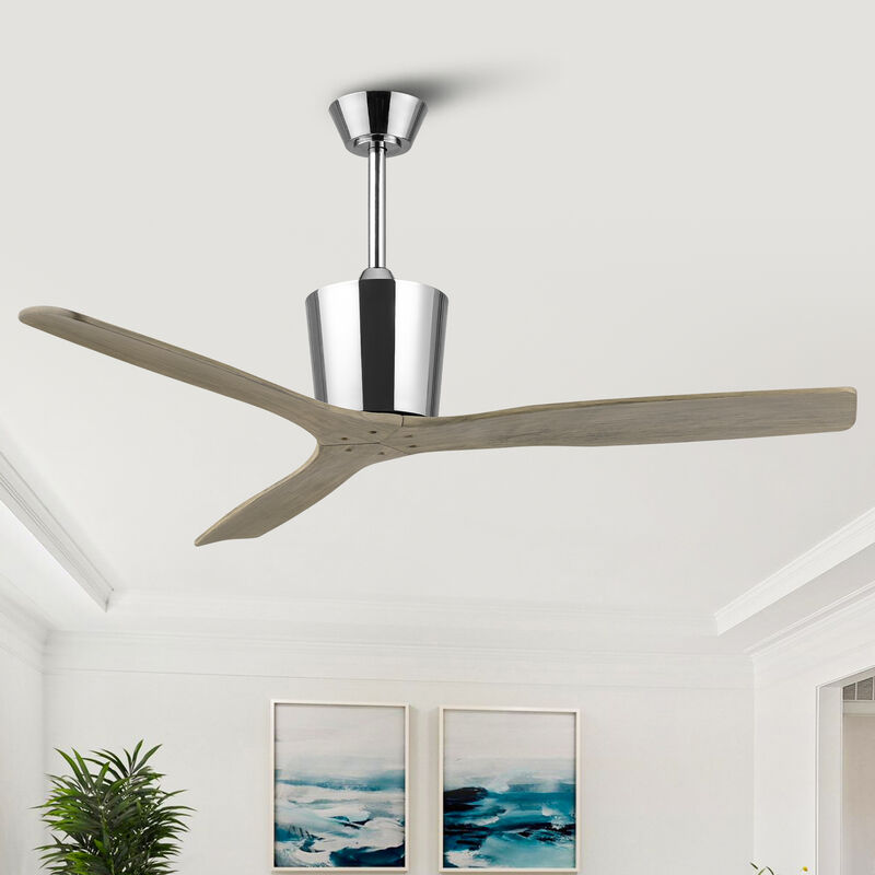 54 in. Brushed Nickel Solid Wood Blades 6-Speed Ceiling Fan with Remote without Light