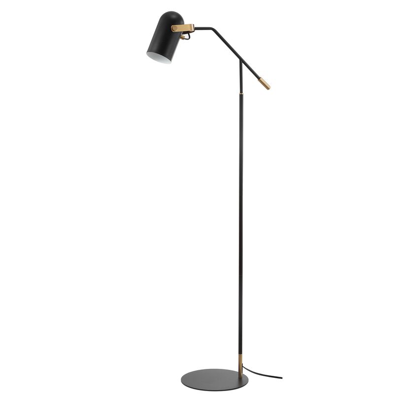 Eugenio 58.5" Metal LED Floor Lamp, Black/Brass Gold