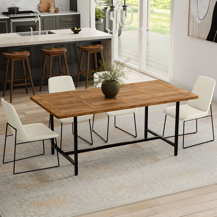 Campbell 72 inch x 36 inch Rectangle Modern Industrial Dining Table in Burnt Wax