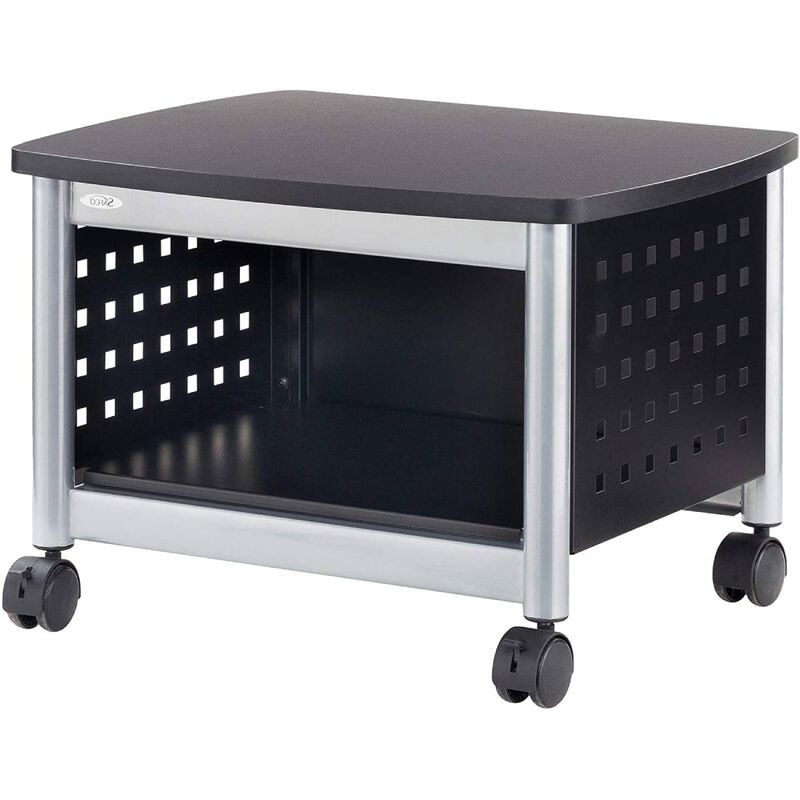 Under-Desk Printer Stand Mobile Office Cart with Storage Shelf for Space-Saving Organization and Easy Mobility