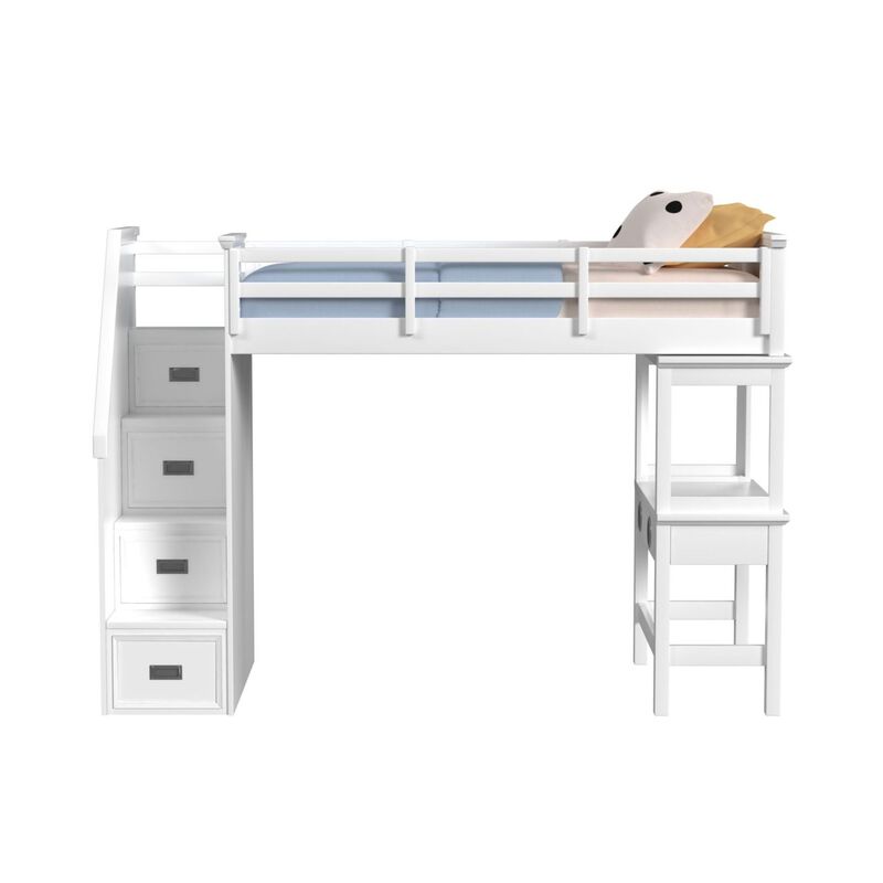 Hampton Twin Loft Bed with Stairs & Desk with Speaker image number 2