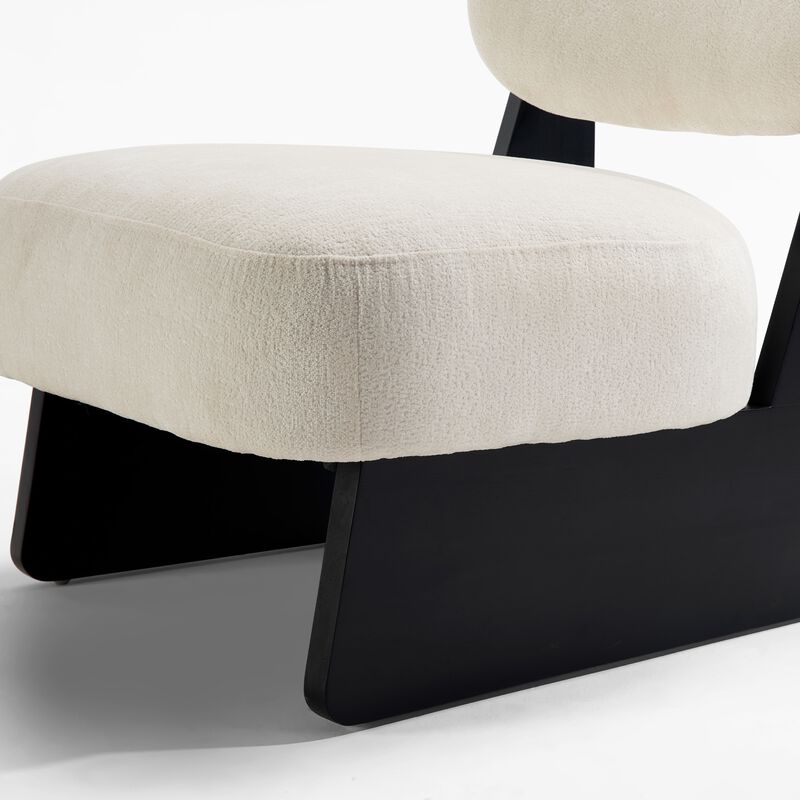 26" Beige boucle Fabric Accent Chair-25D High-Density Sponge Cushion,Modern Lounge Chair image number 5