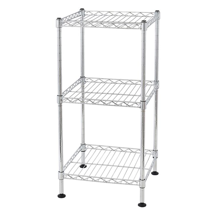 3-Tier Steel Wire Shelving Unit, Freestanding Storage Rack for Home
