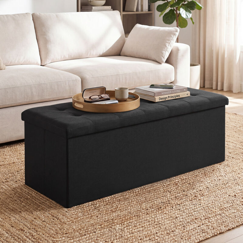 43 Inch Folding Ottoman Bench with Storage and Padded Seat image number 5