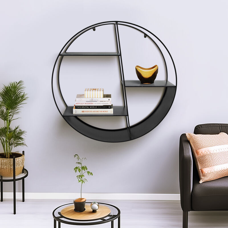 32" 4-layered Round Shelf, Black