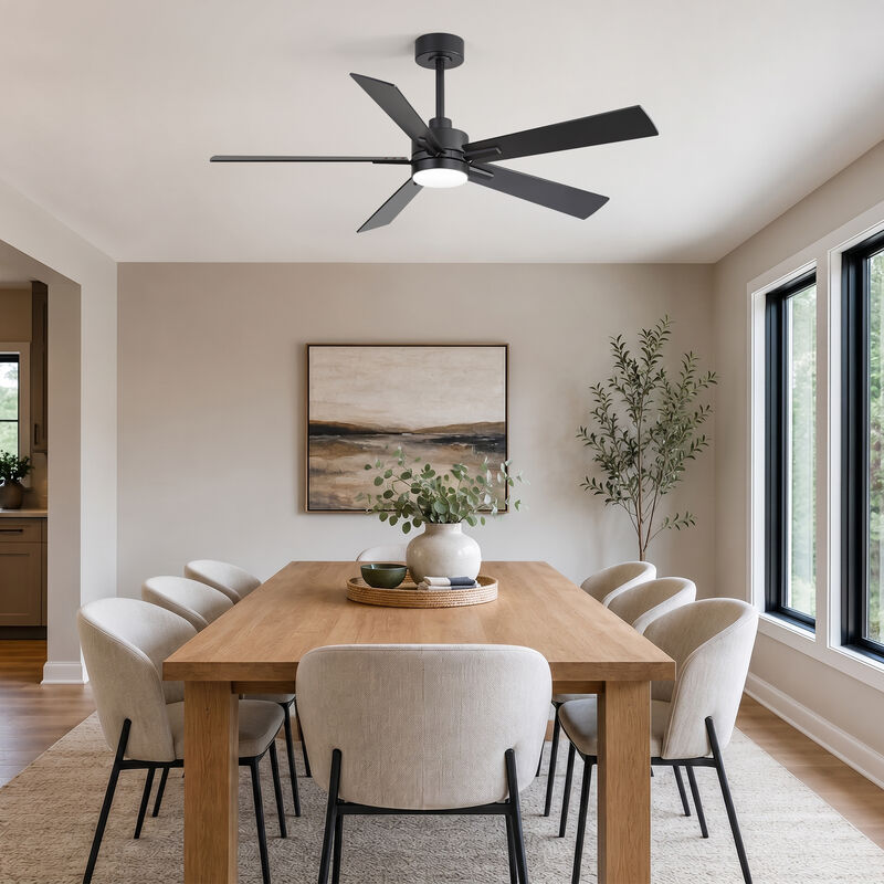 Breezary 52 In Low Profile Ceiling Fan with Light, 5 Blade Fan, 3 CCT Color, 6 Speed Remote Control image number 3
