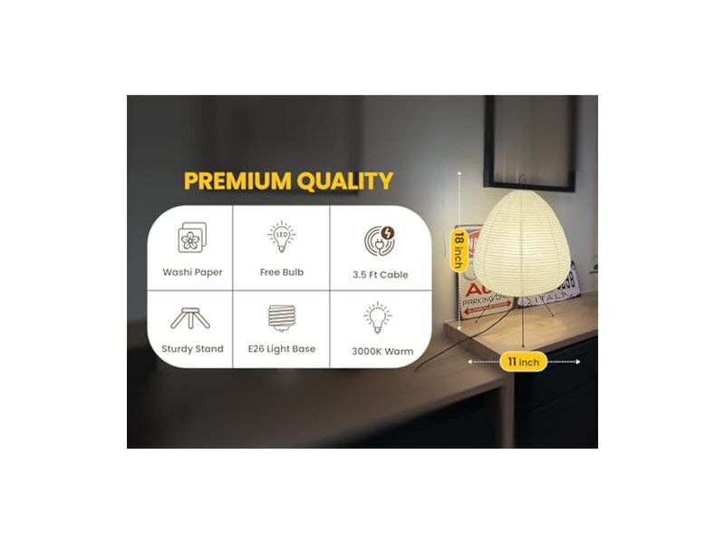 Dimmable Paper Table Lantern For Bedroom Desk image number 2