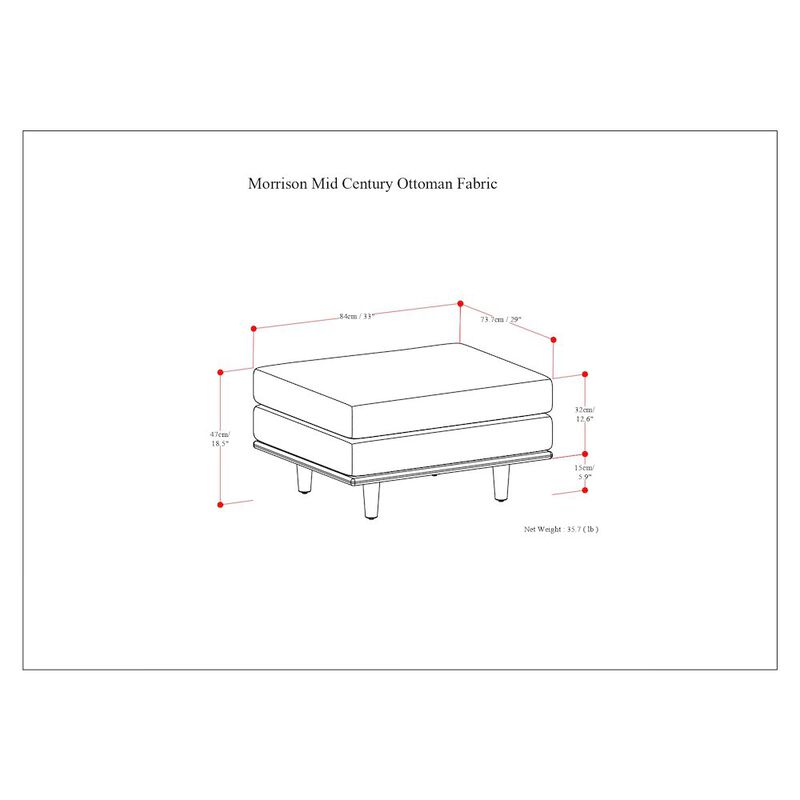 Simpli Home Morrison Ottoman In Woven-Blend Fabric