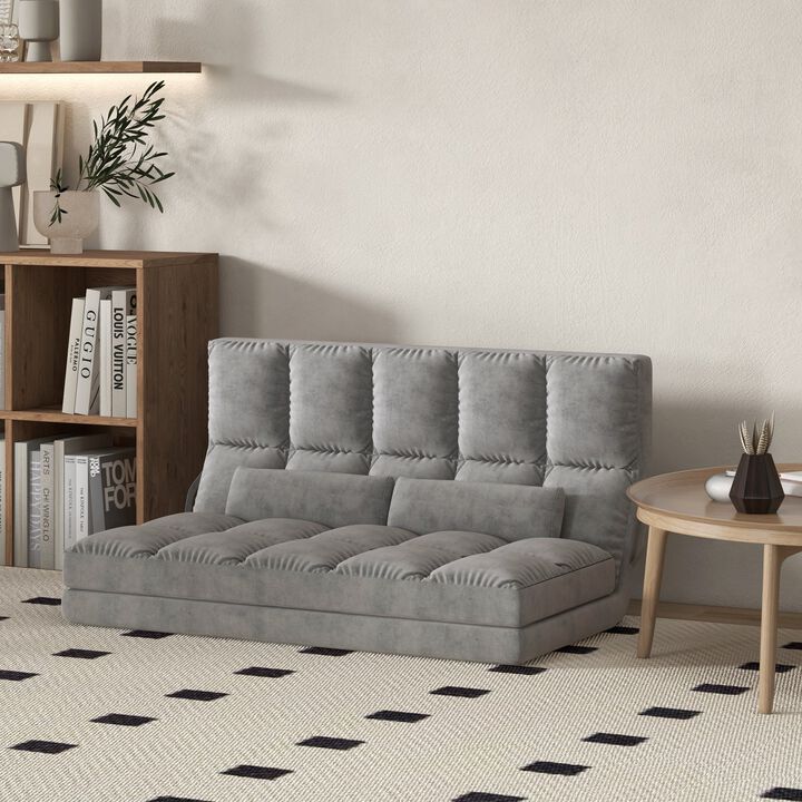 Dark Gray Recliner Sofa: Convertible Floor Chair, Adjustable