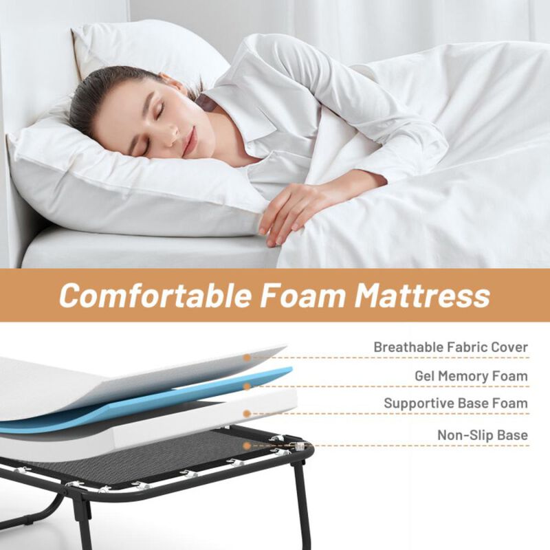 Hivvago Folding Bed with Mattress Cot Size with Memory Foam