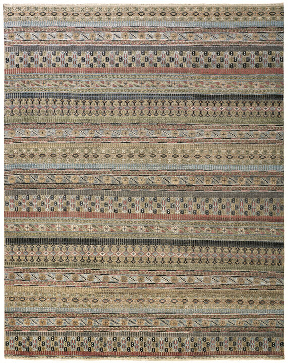 HomeRoots Striped Hand Knotted Area Rug
