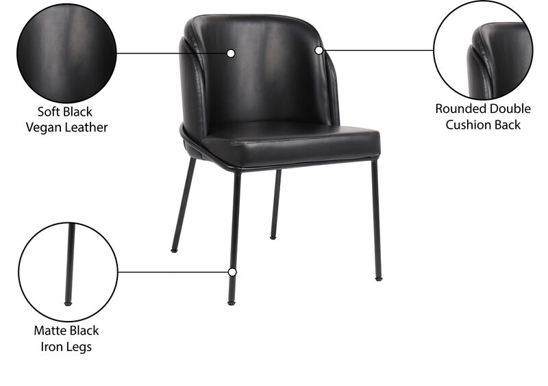 Meridian Furniture Jagger Black Vegan Leather Dining Chair, Set of 2